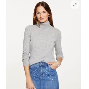 Talbots Womens Perfect 100% Pure Cashmere Gray Turtleneck Sweater 1X